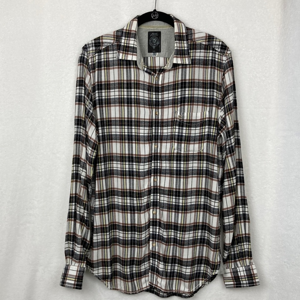 Diesel Industry Men’s Lightweight Plaid Flannel Button Down Shirt sz Small 0009